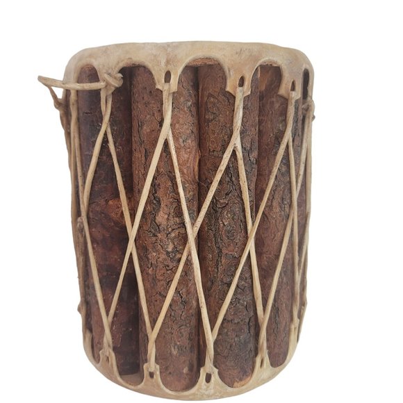 traditional buffalo raw hide and wooden drum. beautifully made - Picture 1 of 8